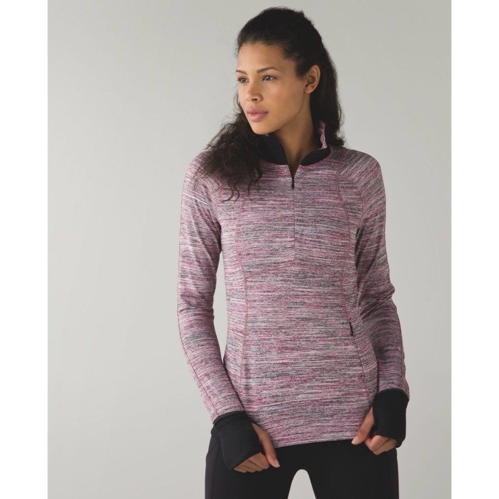Lululemon Runderful 1/2 Zip Space Dye Camo Berry Rumble Multi / Black Size 8